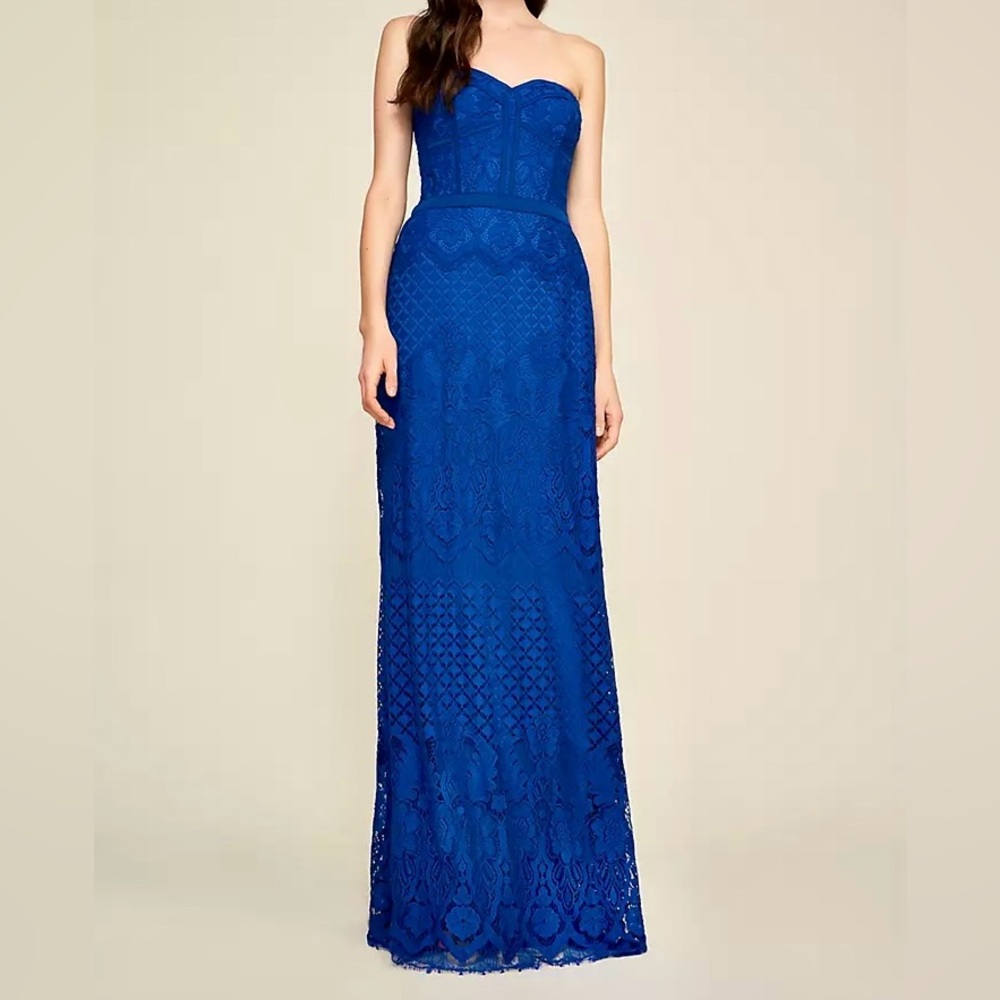 Tadashi Shoji Royal Blue Claudine Strapless Gown